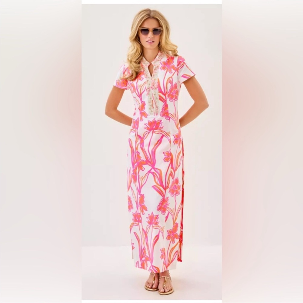 Floral Pink and White Lily Pulitzer Maxi Dress